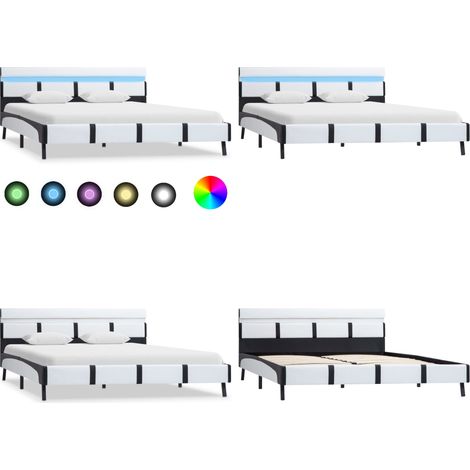 Giroletto con LED senza Materasso Bianco 140x200 cm Similpelle - Letto con luci a LED - Letto con striscia LED