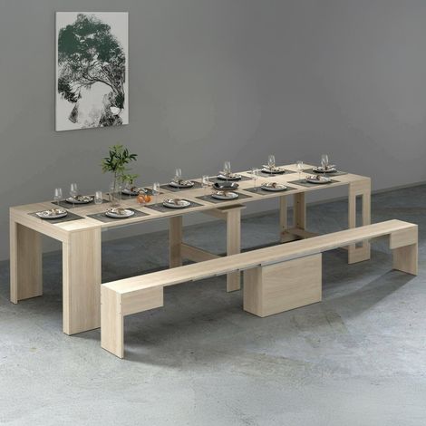 Ensemble Table et chaises Crispin, Composition Polyvalente, Ensemble avec Console et 1 Banc Extensible, 66x25h45 cm, Olmo (1/5)