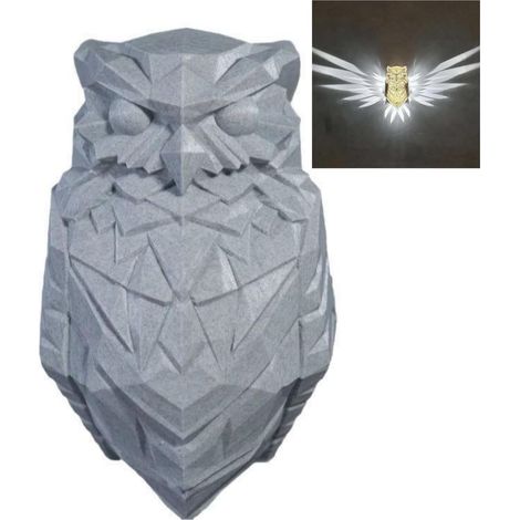 Applique murale LED 3D - Éclairage d'ambiance avec batterie intégrée et crochet - Portable et facile à installer pour la maison et les bars - Motif hibou (1/4)