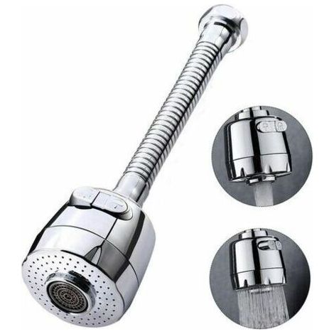 Aérateur de robinet rotatif à 360 degrés tête de robinet de cuisine 2 modes réglable pommeau de douche filtre pulvérisateur pour cuisine salle de bain (long) (1/5)
