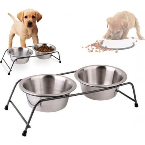 écuelle Double Avec Support Surélevé Pour Chiens Chiens Chats écuelle En Acier Anti-dérapant