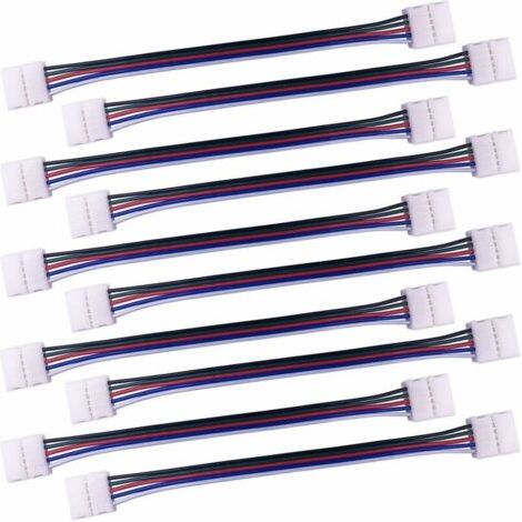 10pcs Câble connecteur RGBW 5 Broches Lampe Bande LED de 10mm Convertisseur de lumière Ruban LED sans Soudure Adaptateur pour connecter 2 Bandes LED SMD 5050 RGBW Ensemble-17cm Long