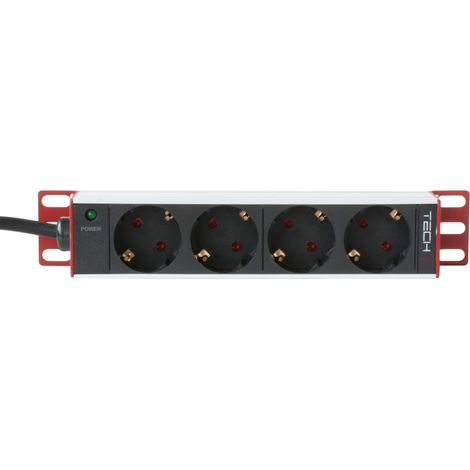 Techly Professional Multipresa Universale per Rack 10'' 4 posti Spina Schuko (1/4)