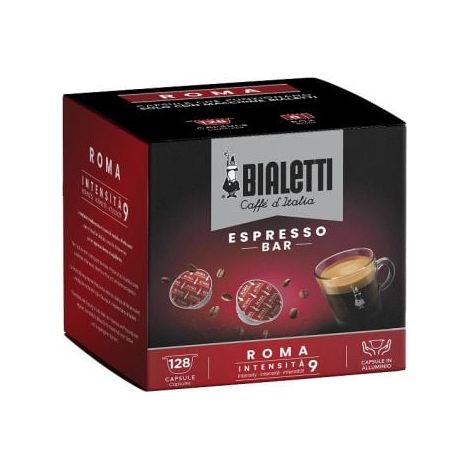 Bialetti Capsule Roma compatibili Bialetti in alluminio riciclabile 128 pezzi intensità 9