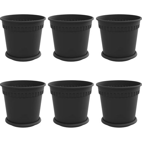 Maison Exclusive - Vasi per Piante 6 pcs Nero Ø 19 x 16 cm Plastica