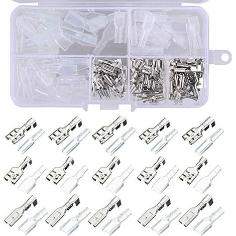 Kit de 120 connecteurs femelles à fourche avec manchons isolants 2,8 mm 4,8 mm 6,3 mm