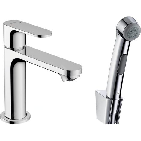Hansgrohe – Mitigeur de lavabo avec douchette hygiénique chromé – Débit 4,7 l/min – Hauteur 16,8 cm – Flexibles DN15 – 72215000 (1/5)