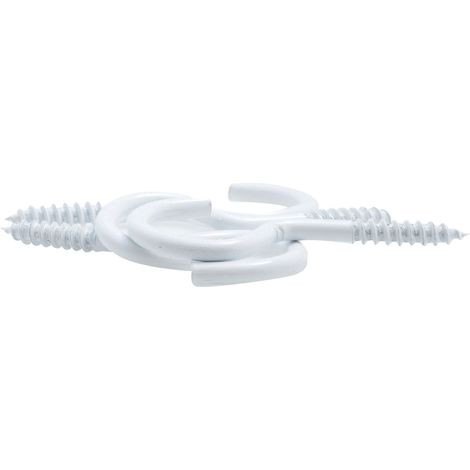 Crochet à visser plastifié blanc filet bois Viswood 4,5x35mm (lot de 5 crochets)