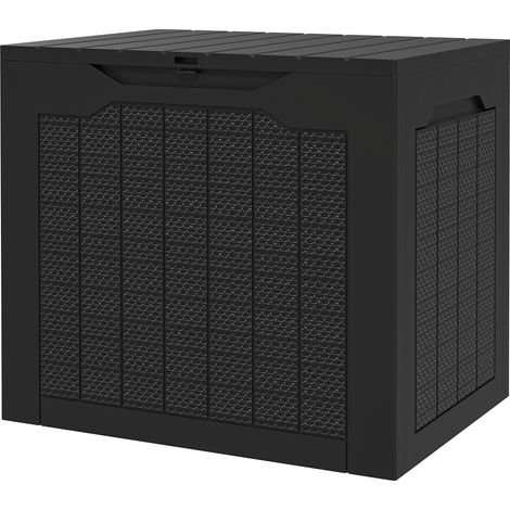 93-Liter-Gartenaufbewahrungsbox, wasserdichte Truhe 56x41x50 cm, schwarz, mit eingelassenen Griffen