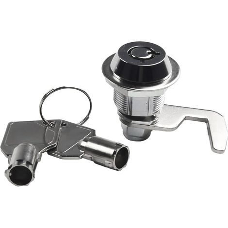 18mm tubular cam lock in zinc alloy with 90° hook – Security lock for drawers and toolboxes, filing cabinets, mailboxes, and cupboards. Silver finish. (1/5)