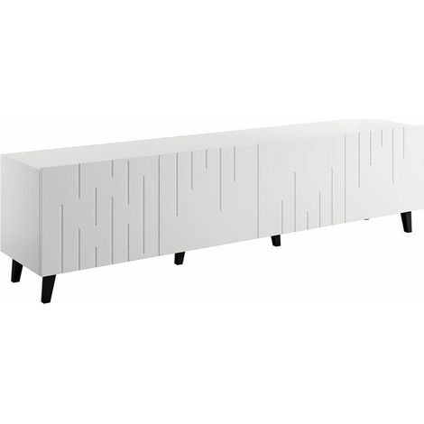 Mueble TV Charlotte 176, Blanco, Número de puertas: 4, Número de cajones: 0, 200x52x42cm