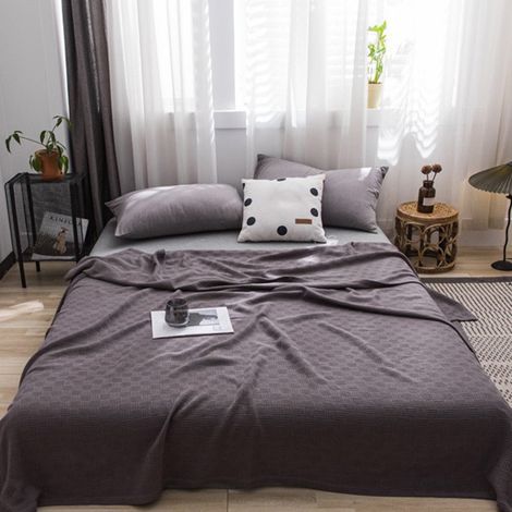 Couverture Coton - 200 x 150 cm - Tissu 100 % Coton - Légère et Respirante - Pour Lit ou Canapé - Saison Tout Usage - 1 Pièce (1/5)