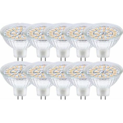 GU5.3 LED-Leuchtmittel, MR16 LED 12 V, 3 W, entspricht 30 W Halogenlampe, Warmweiß 3000 K, nicht dimmbare LED-Spot-Leuchtmittel, 10 Stück [Energieklasse F]