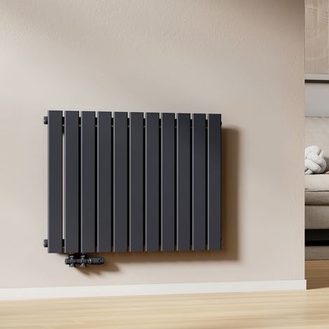 EMKE Radiateur Eau Chaude Mural en Acier, Radiateur Panneau Plat Monocouche, Installation Murale, Connexion Latérale G1/2, 618W, Anthracite 63×85 cm