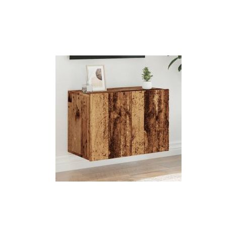 Meuble TV mural vieux bois 60x30x41 (1/5)