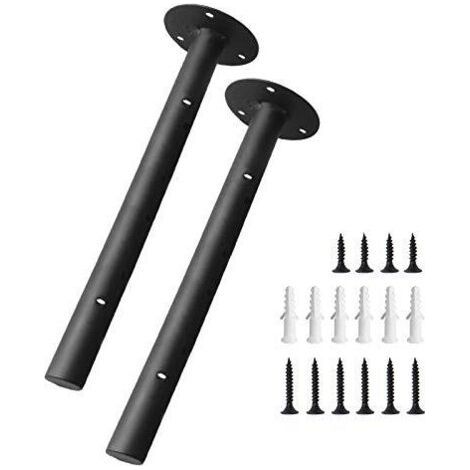 Equerre Etagere Murale Fixation Invisible, Support Etagere Murale Charge Lourde Flottante Tablette Murale Fixation Support Etagere En Fer avec Taquet Etagere, Antirouille 2Pièces Noir (1/5)