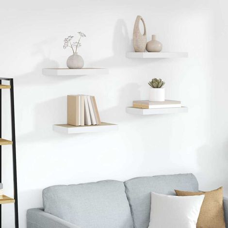 vidaXL Estantes flotantes pared 4 uds MDF roble y blanco 50x23,5x3,8 cm (1/5)