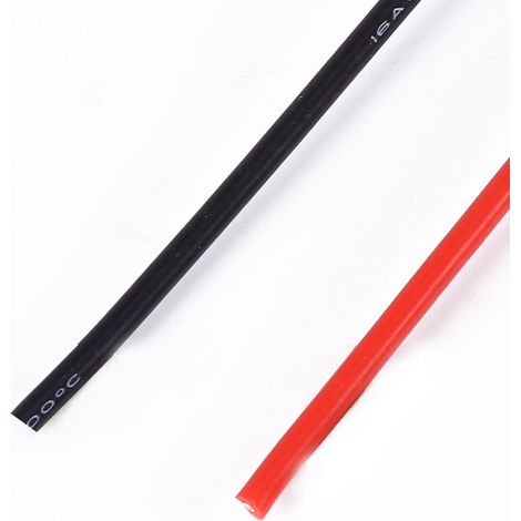 Fil de silicone 16AWG 5m noir et rouge - Câble souple multibrins en cuivre pour câblage (1/5)