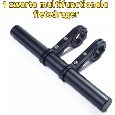 Support de vélo multifonctionnel à double tige avec rallonge de guidon en alliage d aluminium noir pour lampe ordinateur et accessoires vélo (1/5)