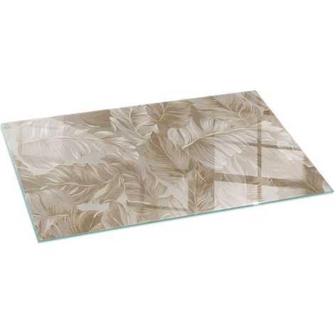 Kaminofen Glasplatte Kaminplatte Kaminglas Ofenglas gehärtetem Glas Hitzeschutz für Kamin Funkenschutzplatte Blätter in dezenten Mustern 100x50 cm