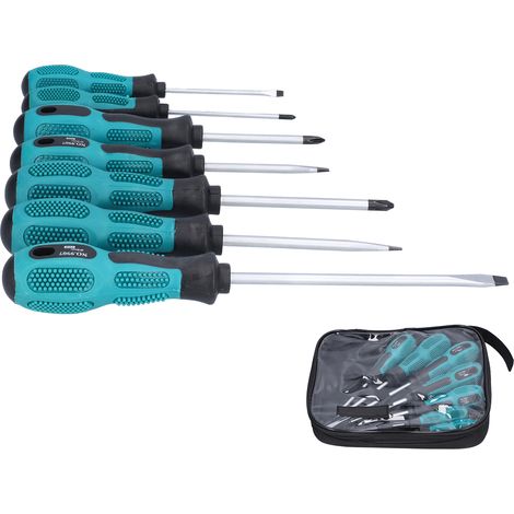 Kit de réparation de tournevis manuel magnétique en acier au chrome-vanadium (7 pièces) avec fente et croix (1/5)