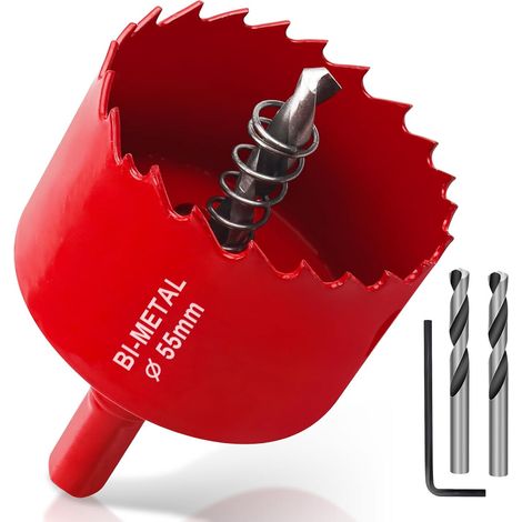 Scie Cloche 55mm, HSS M42 Bi-Métal Scies-cloches Bois 1 Pièce Rouge (1/5)