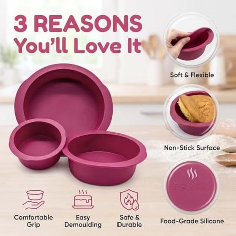 Pièces Moule Silicone Rond 10+15+20cm Moule Gateau Silicone (1/3)