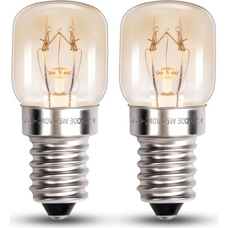 Ampoule de Four T22 E14 25W Blanc Chaud 2700k, AC 220-240V, jusqu'à 300°C, Lampe Four 25W Petit Culot, Ampoule pour Four Micro-Ondes, Lampe à Sel, Dimmable, lot de 2 (1/5)