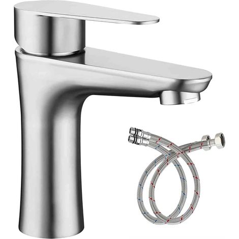 1 Mitigeur Lavabo,Acier Inoxydable,Poignée Unique,Système Filtration,Salle De Bain (1/5)