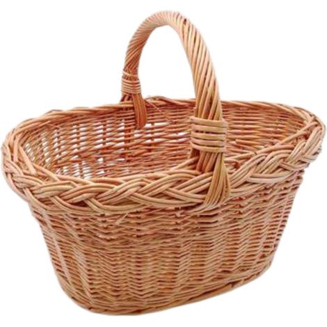 Cesto ovale in vimini rosso con manico, 37x27x29 cm
