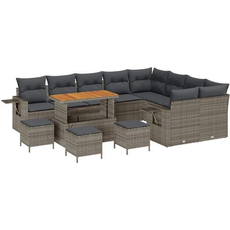 Maison Exclusive - Gartensofa-set 13 pcs Grau Poly-Rattan