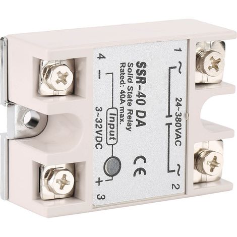 Halbleiterrelais 1-phasig DC/AC-Platine 40A AC24–380V SSR 40DA Kunststoffgehäuse Elektronisches Bauteil (1/5)