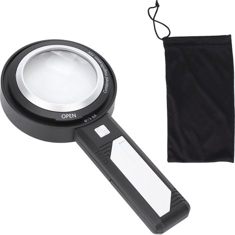 Loupe de lecture pour seniors 6X/15X avec 6 LED et poignée ergonomique, loupe à main pour inspection et lecture précise (1/5)