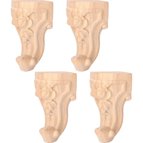 4 pieds de meuble sculptés style européen, pieds de canapé ou table en bois, pattes décoratives 12x6cm, lot de 4 (1/5)