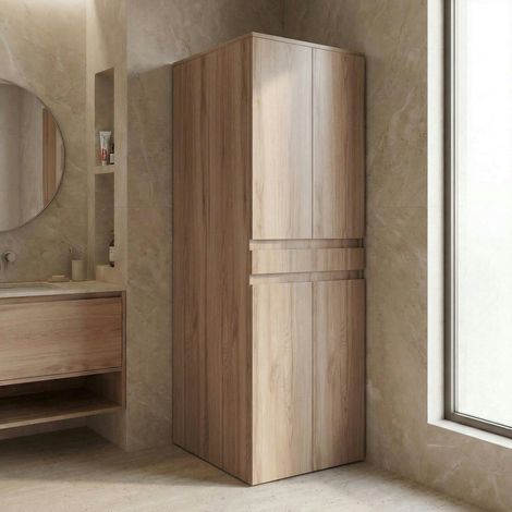 Meuble lave-linge sèche-linge décor chêne 4 portes IVA (1/4)