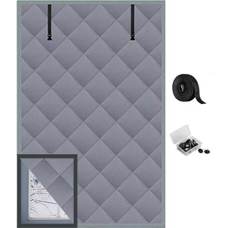 Couverture isolante d'hiver 3 couches pour fenêtre 63 x 39 pouces - Couverture thermique isolante Oxford avec fermeture à glissière - Kit d'isolation de fenêtre gris pour rester au chaud en hiver (1/4)