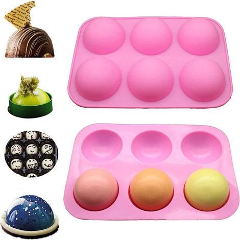 Silikonform DIY Schokoladenkuchen Jelly Pudding Kuchenform, Half Sphere Silikon Backblech, Antihaft-Rundform Schokoladenform Rose (1/3)