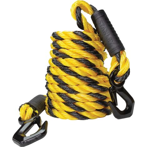 Corde de remorquage tressée en Poly-mélange avec Triple Crochet Robuste résistance à la Rupture de 3,3 kg Noir/Jaune 1,6 cm x 4,6 m (1/5)