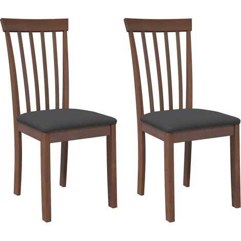 Lot de 2 Chaises à manger,Chaise de cuisine coussins marron bois massif caoutchouc CFW35786 (1/5)
