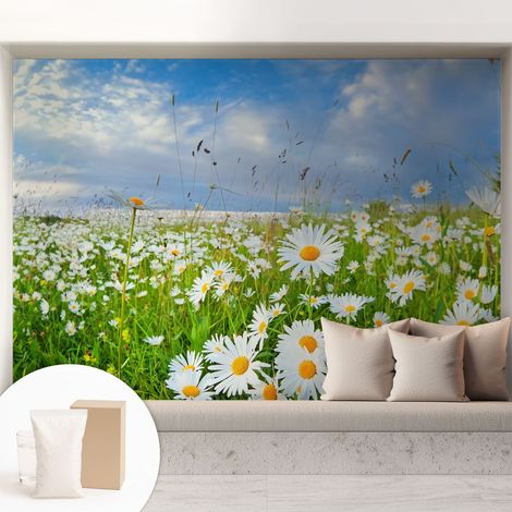 Tapete Vliestapete mit Kleber - abwaschbar - Tapete mit Motiv - trendige Wanddeko - elegant Fototapete Sommerwiese 208x146 cm (1/5)