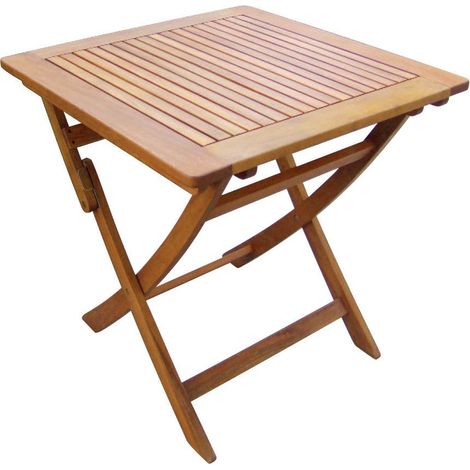 Tavolino Pieghevole 70x70x74 h cm in Legno di Acacia Marrone (1/3)