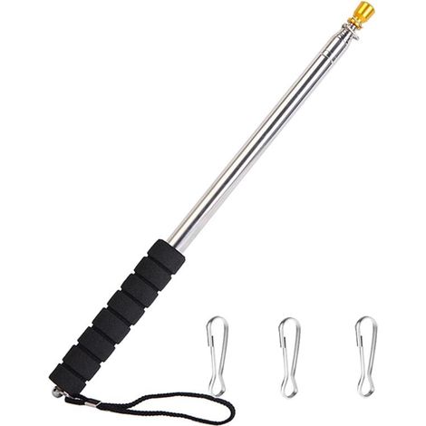 Mât de Drapeau Télescopique 9 8 Pieds Rétractable Portable Acier Inoxydable Poignée Antidérapante (1/4)
