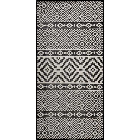 Tapis à tissage plat d'extérieur 80x150 cm Rayures noires (1/5)