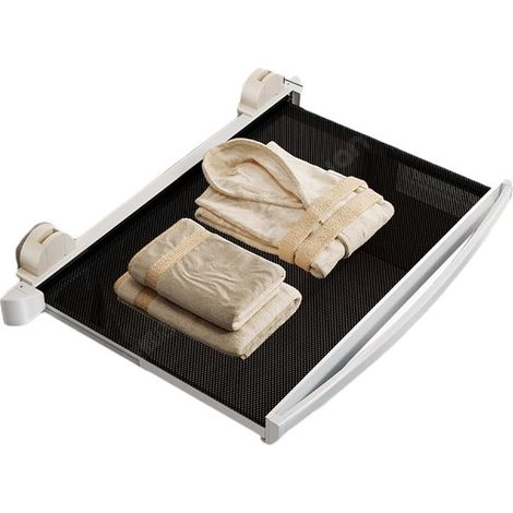 Filet à Linge Rétractable pour Balcons 44x4,5x47 cm – Étendoir Mural Pliable Gain de Place pour Séchage Intérieur et Extérieur (1/5)