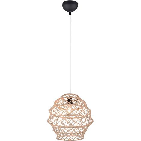 Lampada a sospensione, canapa e metallo, naturale e nero, D 39 cm, Hive (1/5)