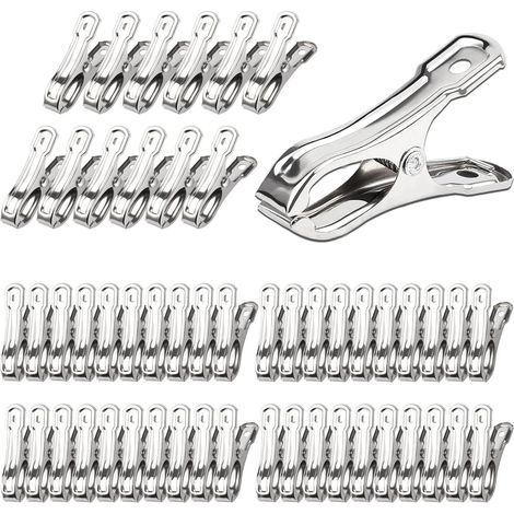 Pack of 25 greenhouse clips, 5.6 cm stainless steel garden clips, heavy-duty row cover clips with a large open grip for securing netting and protective film. (1/4)