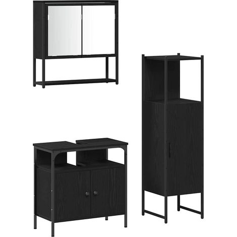 Maison Exclusive - Set di mobili per il bagno 3 pcs Nero Legno multistrato