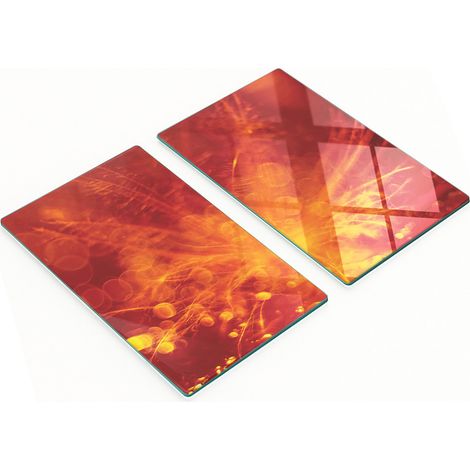 Set aus zwei Glas-Küchenbrettern, orangefarbenes Blumenmuster, 2 x 30 x 52 cm (1/5)