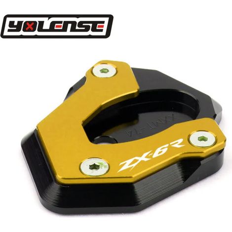 (Gold-Zx6R) Compatible avec les motos KAWASAKI ZX-6R, ZX-10R, ZX6R, ZX10R et ZX 6R. Béquille latérale CNC, extension et support pour une béquille plus grande. (1/4)