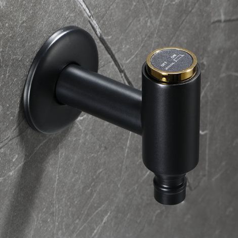 Grifo de pared de latón negro y dorado, grifo de agua fría para baño, grifo para lavadora